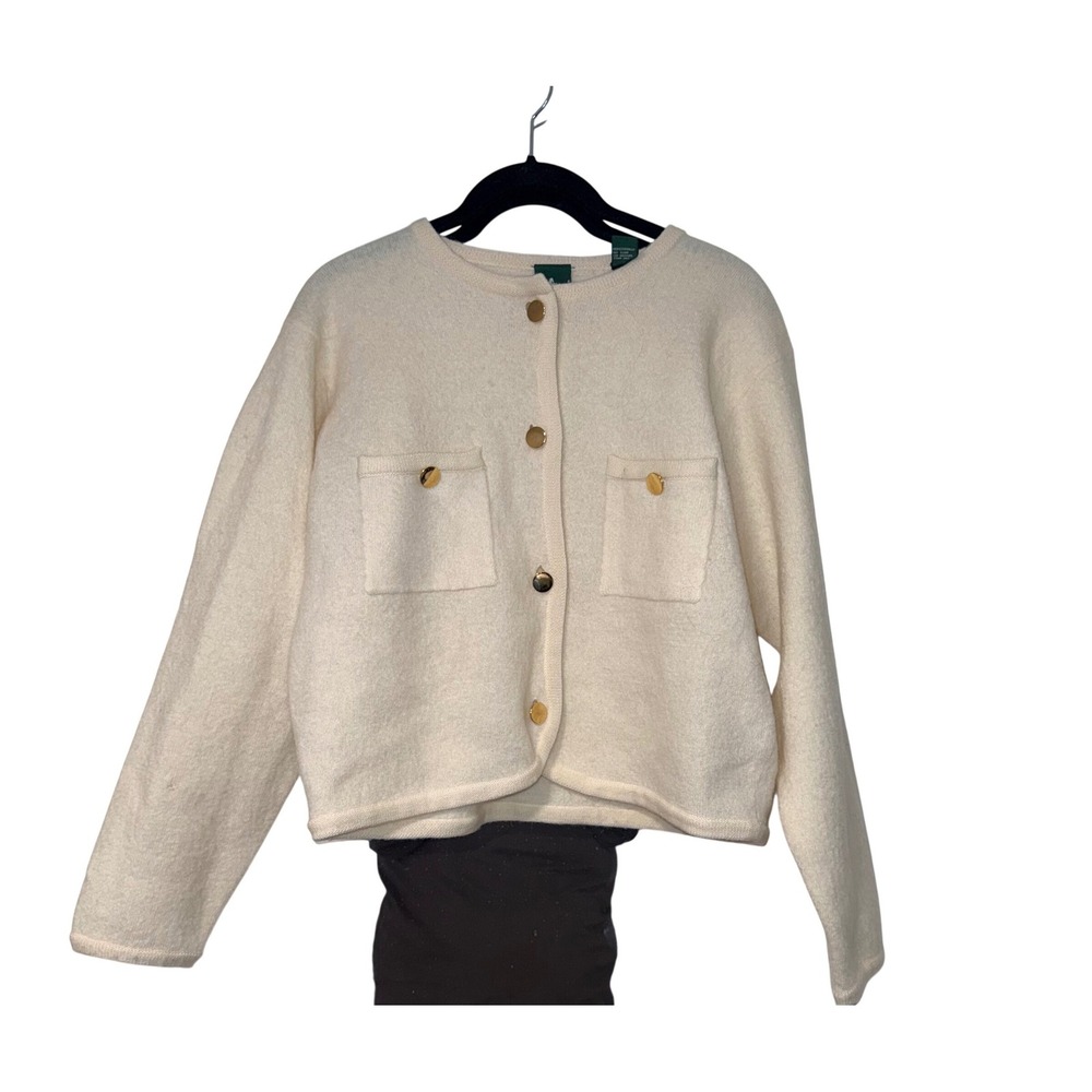 Hunt‎ Club Cream Wool Button Front Cardigan Sweater Womens Large